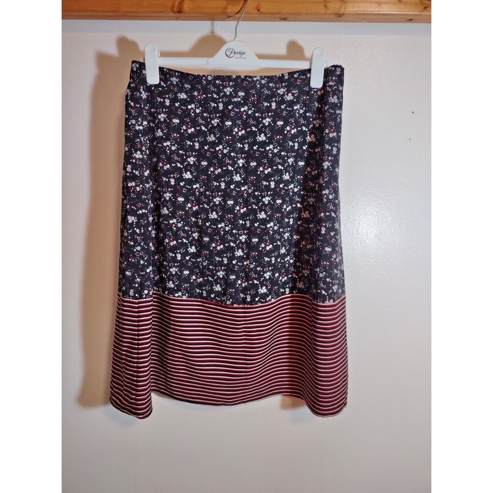 Isla Made Women's XL Skirt Floral Stripe Zipper Designer Midi Fashion